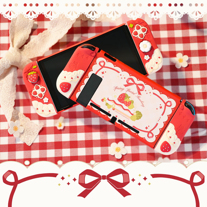 Load image into Gallery viewer, Nintendo Switch /Switch OLED/Switch 2 (2025) - Cute Strawberry Silicone Protective Cover Case
