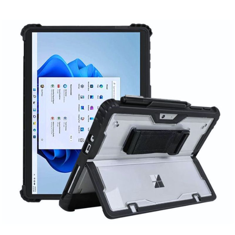 Load image into Gallery viewer, Microsoft Surface Pro 8 - Transparent Rugged Hard Shell Cover Case With Hand & Shoulder Strap - i-Station Mobile Phone & Electronic Device Repair and Accessories