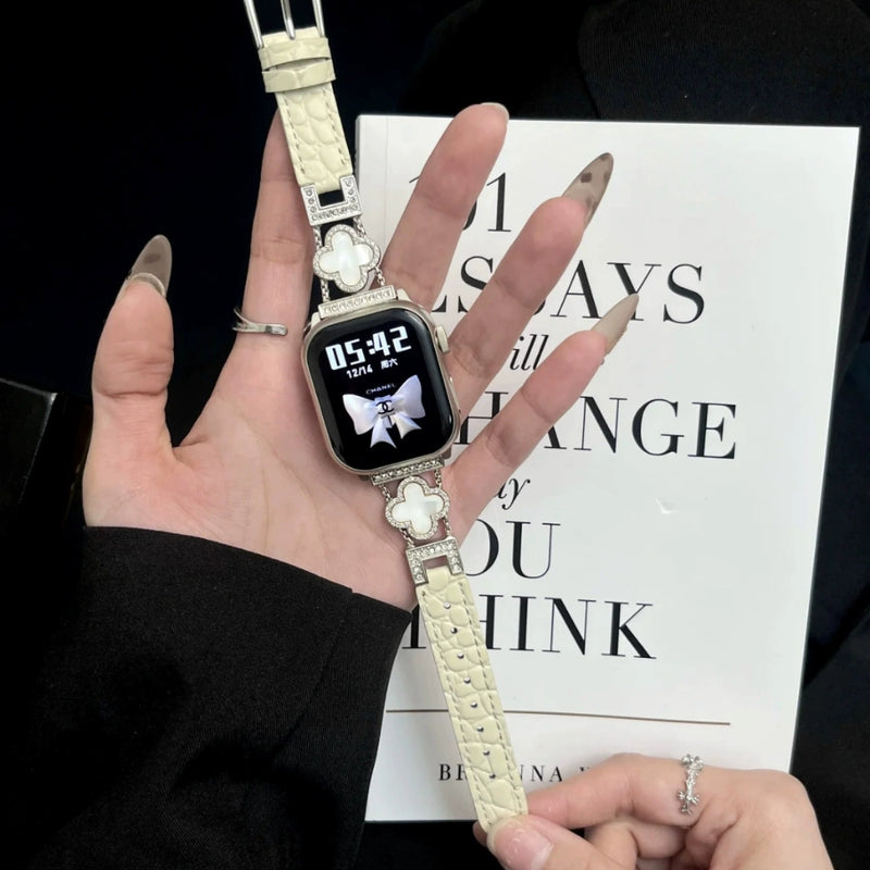 Load image into Gallery viewer, Apple Watch Series 1/2/3/4/5/6/SE/7/8/9/10/Ultra - Fashion Four-leaf Clover Alligator Grain Leather Watch Band - i-Station Mobile Phone & Electronic Device Repair and Accessories