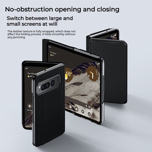 Google Pixel Fold - Full Wrap Leather Texture Magnetic Foldable Essentials Series Case - i-Station Mobile Phone & Electronic Device Repair and Accessories