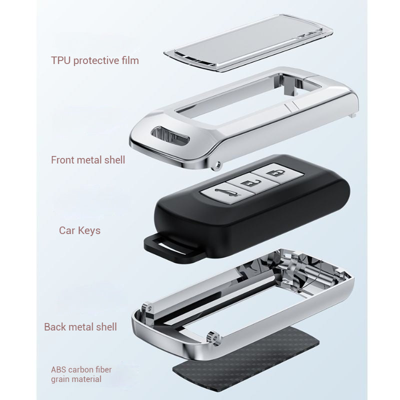 Load image into Gallery viewer, Mitsubishi Zinc Alloy + Carbon Fiber Texture Car Key Fob Case Cover For Outlander, Eclipse Cross, ASX, Pajero, Pajero Sport, Lancer EX - i-Station Mobile Phone & Electronic Device Repair and Accessories