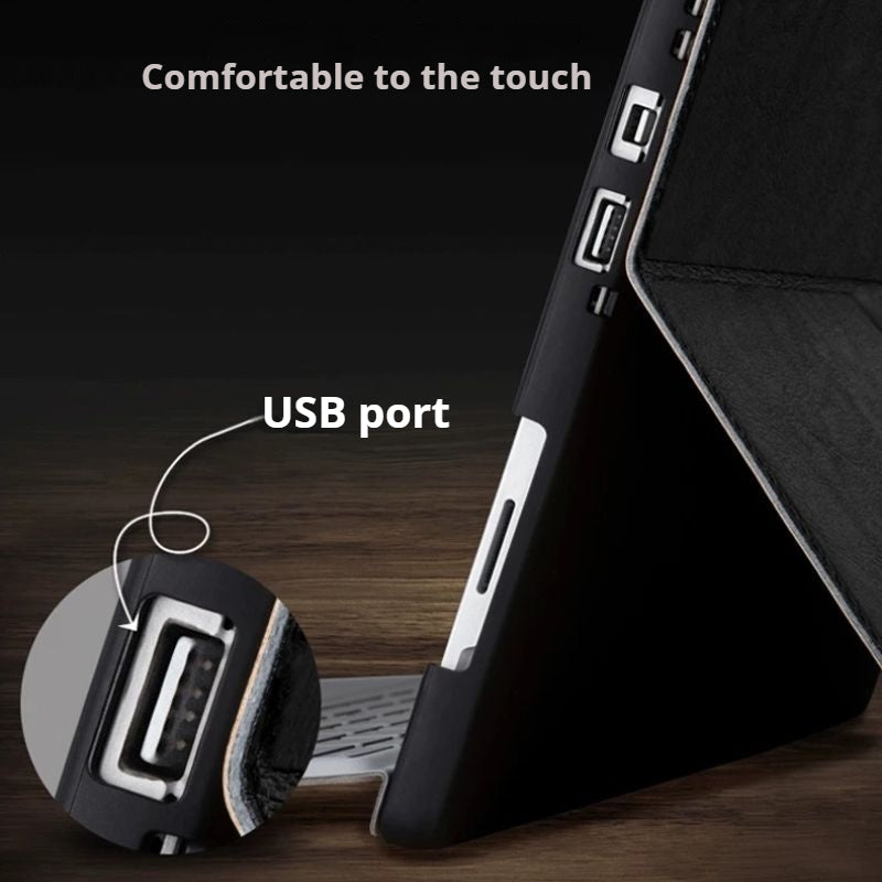 Microsoft Surface Pro X - Genuine Leather Full-Body Protective Magnetic Closure Case - i-Station Mobile Phone & Electronic Device Repair and Accessories