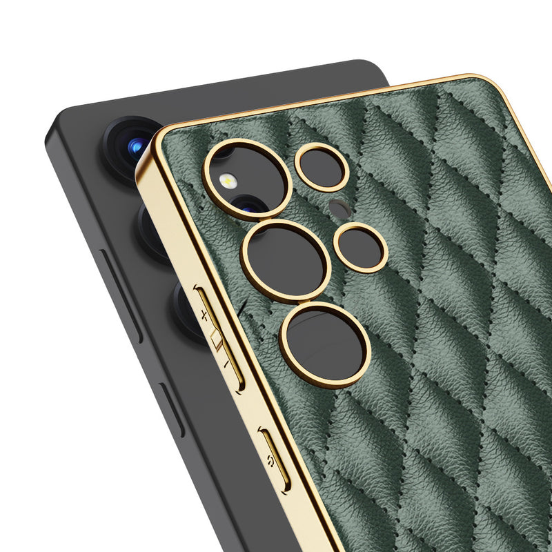 Load image into Gallery viewer, Samsung Galaxy S25/Plus/Ultra - Electroplated Outer Frame Leather Shockproof Case - i-Station Mobile Phone & Electronic Device Repair and Accessories