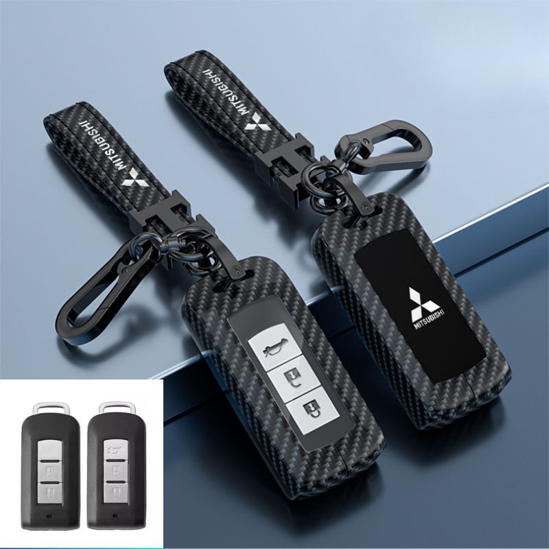 Load image into Gallery viewer, Mitsubishi Zinc Alloy + Carbon Fiber Texture Car Key Fob Case Cover For Outlander, Eclipse Cross, ASX, Pajero, Pajero Sport, Lancer EX - i-Station Mobile Phone & Electronic Device Repair and Accessories