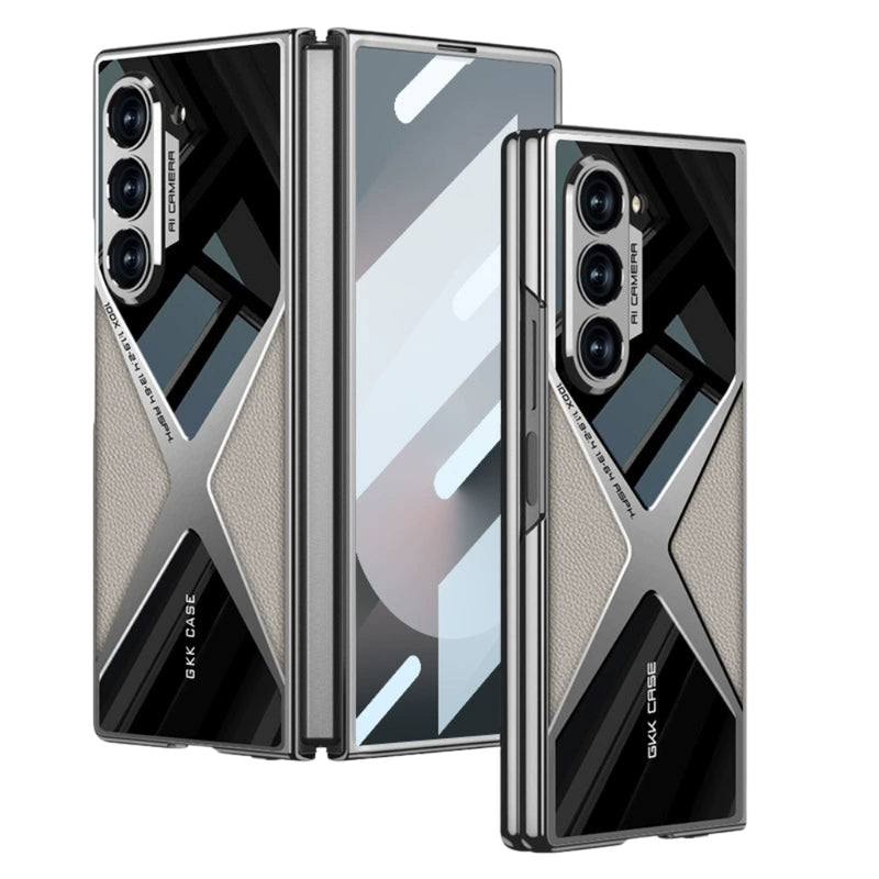 Load image into Gallery viewer, Samsung Galaxy Z Fold3 (SM-F926) - Electroplated Shell Film Integrated PU Leather Shockproof Case - i-Station Mobile Phone & Electronic Device Repair and Accessories