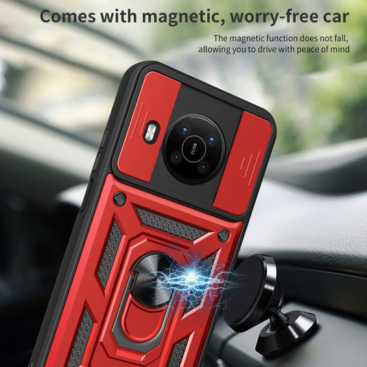 Nokia C30 - Multifunction Sliding Window Heavy Duty Series Case With Finger Ring Stand - i-Station Mobile Phone & Electronic Device Repair and Accessories