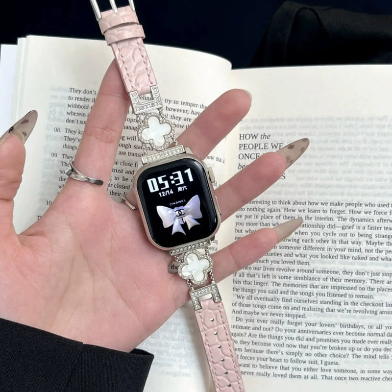 Load image into Gallery viewer, Apple Watch Series 1/2/3/4/5/6/SE/7/8/9/10/Ultra - Fashion Four-leaf Clover Alligator Grain Leather Watch Band - i-Station Mobile Phone & Electronic Device Repair and Accessories