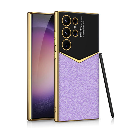 Samsung galaxy S23 Ultra 5G (SM-S918) - Electroplated Frame Shockproof Leather Essential Series Case - i-Station Mobile Phone & Electronic Device Repair and Accessories