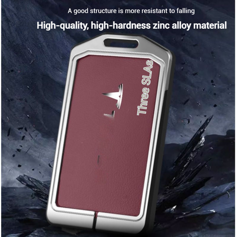Load image into Gallery viewer, Tesla Zinc Alloy + Leather Card Key Case for Model 3 & Model Y - i-Station Mobile Phone & Electronic Device Repair and Accessories