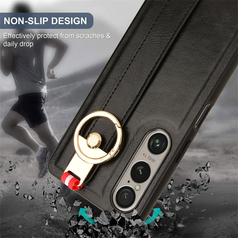 Load image into Gallery viewer, Sony Xperia 10 iii - Shockproof Wristband Leather Stand Case With Ring Holder - i-Station Mobile Phone & Electronic Device Repair and Accessories