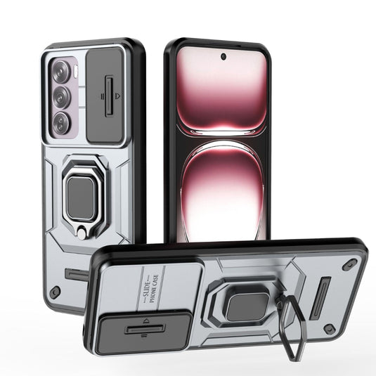 OPPO Reno 12 5G (CPH2625) - Battle Bear Lens Push Window Mechanics Series Case With Finger Ring Stand - i-Station Mobile Phone & Electronic Device Repair and Accessories