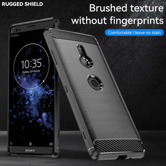 Sony Xperia XZ2 Compact - Brushed Carbon Fiber TPU Heavy Duty Series Case - i-Station Mobile Phone & Electronic Device Repair and Accessories