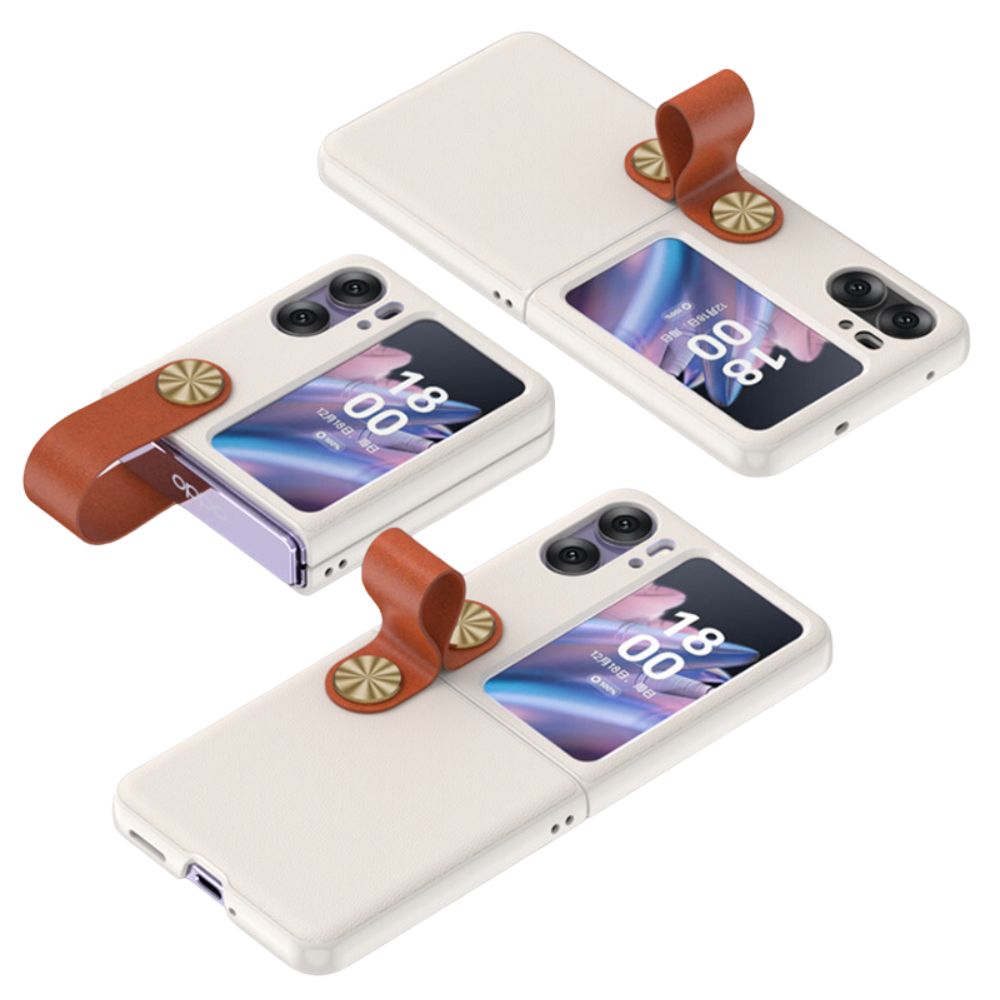 OPPO Find N3 Flip (PHT110) - Fashion Matte Leather Texture Essentials Series Case With Wrist Strap - i-Station Mobile Phone & Electronic Device Repair and Accessories