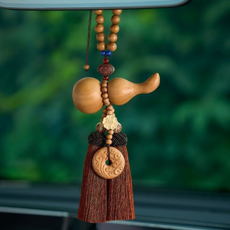 Load image into Gallery viewer, Handmade Peach Wood Peace Buckle Gourd Rearview Mirror Hanging Ornament Elegant and Noble Car Interior Decoration - i-Station Mobile Phone & Electronic Device Repair and Accessories