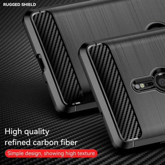 Sony Xperia XZ2 Compact - Brushed Carbon Fiber TPU Heavy Duty Series Case - i-Station Mobile Phone & Electronic Device Repair and Accessories