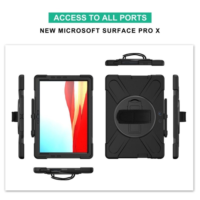Microsoft Surface Pro X - 360 Degree Rotate Shockproof Heavy Duty Tough Stand Case Cover With Strap & Pen Holder - i-Station Mobile Phone & Electronic Device Repair and Accessories