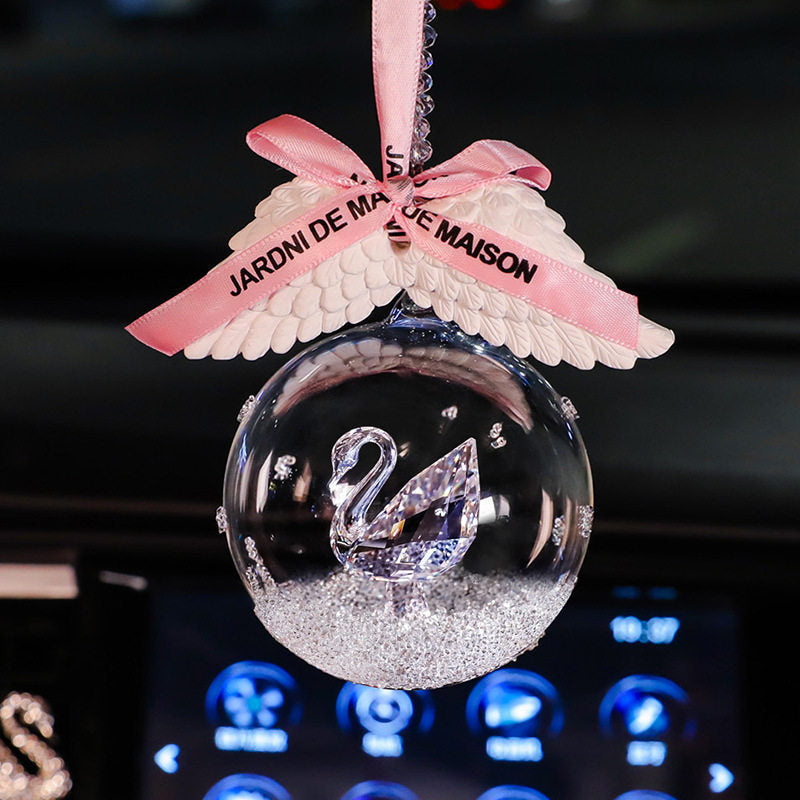 Load image into Gallery viewer, Elegant Swan Crystal Lucky Ball Car Rearview Mirror Hanging Ornament Car Interior Decoration - i-Station Mobile Phone & Electronic Device Repair and Accessories