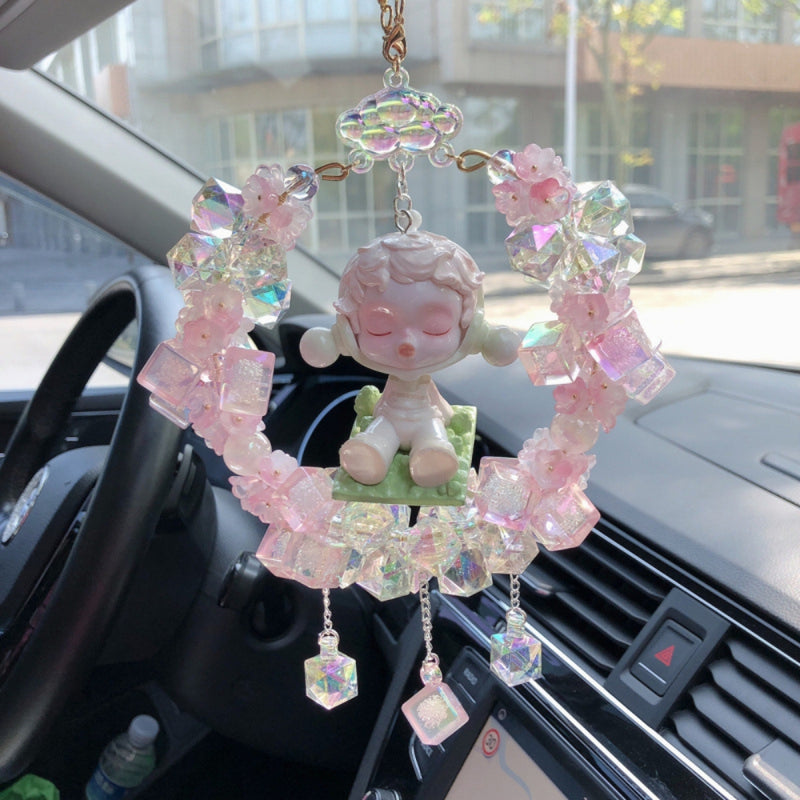 Load image into Gallery viewer, Cartoon Crystal Doll Car Rearview Mirror Hanging Ornament Car Interior Decoration Premium Gift - i-Station Mobile Phone & Electronic Device Repair and Accessories