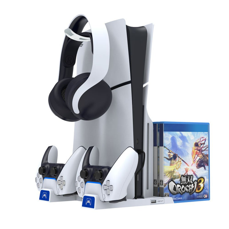 Load image into Gallery viewer, PS5 Charging Station Brakcet Base with Headphone Rack Dual Controller - Polar Tech Australia