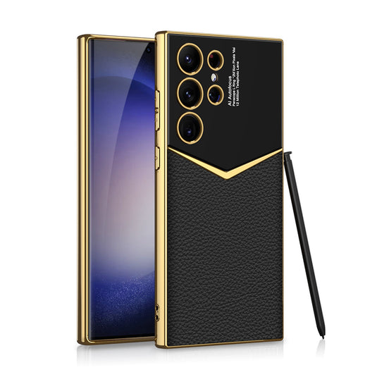 Samsung galaxy S23 Ultra 5G (SM-S918) - Electroplated Frame Shockproof Leather Essential Series Case - i-Station Mobile Phone & Electronic Device Repair and Accessories