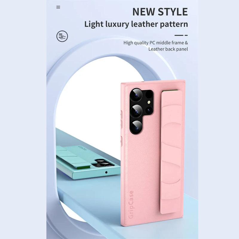 Load image into Gallery viewer, Samsung Galaxy S22/Plus/Ultra - Skin-friendly Shockproof Leather Case With Elastic Wristband - i-Station Mobile Phone & Electronic Device Repair and Accessories