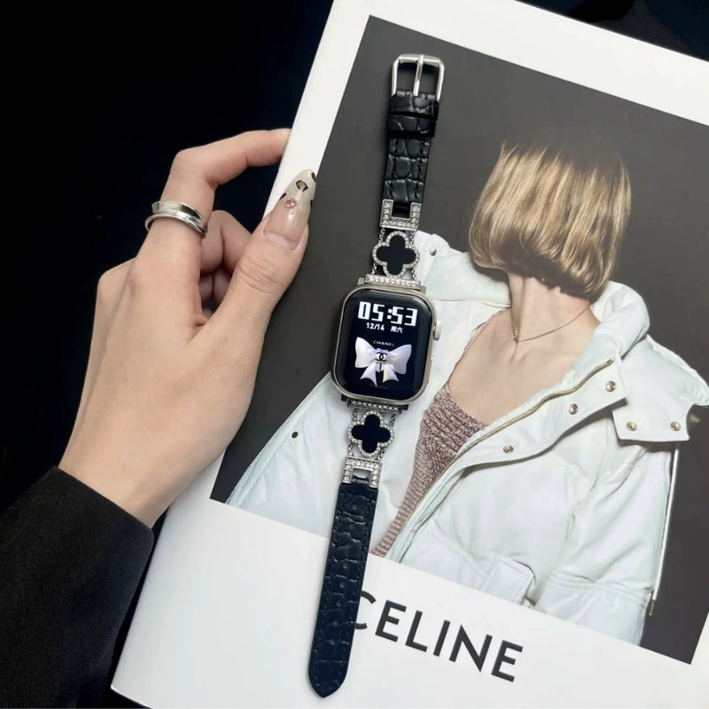 Load image into Gallery viewer, Apple Watch Series 1/2/3/4/5/6/SE/7/8/9/10/Ultra - Fashion Four-leaf Clover Alligator Grain Leather Watch Band - i-Station Mobile Phone & Electronic Device Repair and Accessories