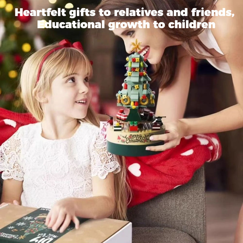 Load image into Gallery viewer, Christmas Tree Rotating Music Box โ Fun Building Block Toy, Perfect Gift for Children & Holiday Decor