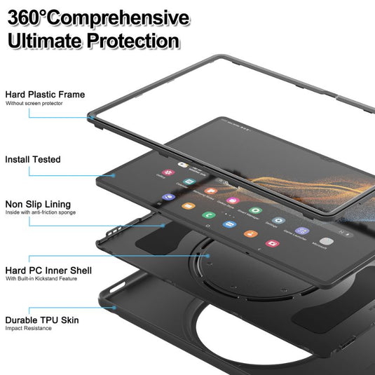 Samsung Galaxy Tab S8 Ultra & S9 Ultra 14.6" - 360 Degree Rotate Shockproof Heavy Duty Tough Ring Holder Stand Case Cover With  Pen Holder - i-Station Mobile Phone & Electronic Device Repair and Accessories