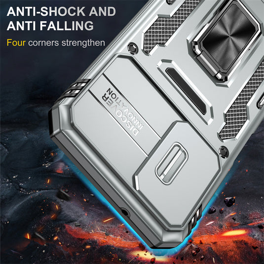 Samsung Galaxy A15 4G (A155) / A15 5G (A156) - Lens Push Window Mechanics Series Case With Finger Ring Stand - i-Station Mobile Phone & Electronic Device Repair and Accessories