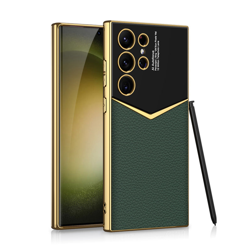 Load image into Gallery viewer, Samsung galaxy S23 Ultra 5G (SM-S918) - Electroplated Frame Shockproof Leather Essential Series Case - i-Station Mobile Phone & Electronic Device Repair and Accessories