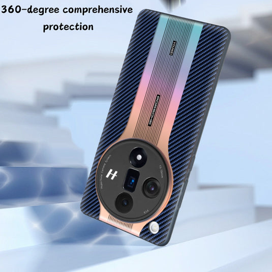 OPPO Find X7 Ultra (PHY110) - Carbon Fiber Texture Aurora Laser Anti-Fingerprint Lifeproof Series Case - i-Station Mobile Phone & Electronic Device Repair and Accessories