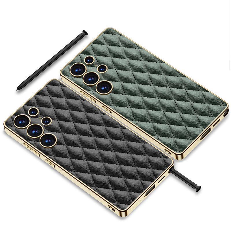 Load image into Gallery viewer, Samsung Galaxy S25/Plus/Ultra - Electroplated Outer Frame Leather Shockproof Case - i-Station Mobile Phone & Electronic Device Repair and Accessories