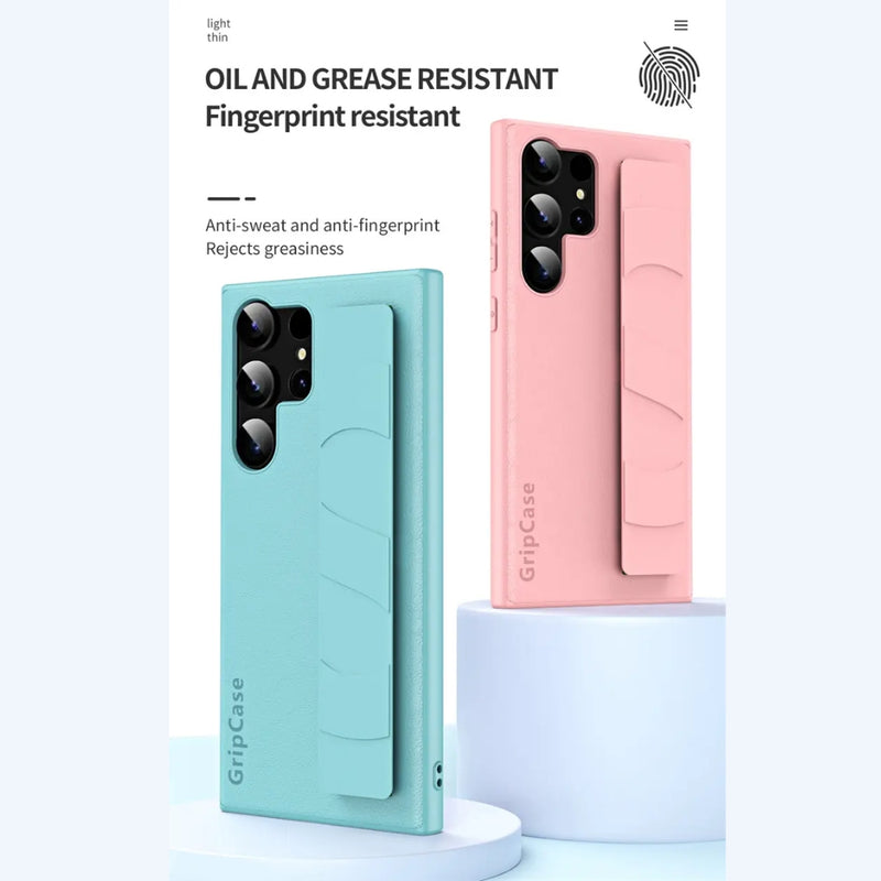Load image into Gallery viewer, Samsung Galaxy S22/Plus/Ultra - Skin-friendly Shockproof Leather Case With Elastic Wristband - i-Station Mobile Phone & Electronic Device Repair and Accessories