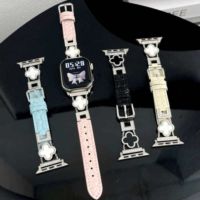 Load image into Gallery viewer, Apple Watch Series 1/2/3/4/5/6/SE/7/8/9/10/Ultra - Fashion Four-leaf Clover Alligator Grain Leather Watch Band - i-Station Mobile Phone & Electronic Device Repair and Accessories