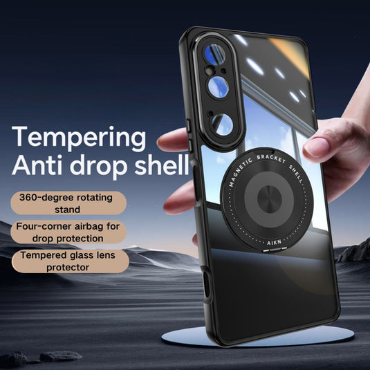Sony Xperia 10 VI - Simple Transparent Magnetic 360-degree Rotating Stand Series Case - i-Station Mobile Phone & Electronic Device Repair and Accessories