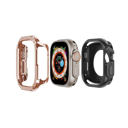 Apple Watch Series 7/8/9/10/Ultra - Metal Armor Hollow-out Heavy Duty Series Case - i-Station Mobile Phone & Electronic Device Repair and Accessories