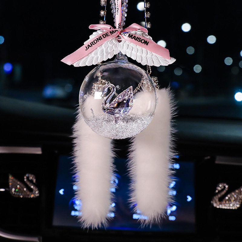 Load image into Gallery viewer, Elegant Swan Crystal Lucky Ball Car Rearview Mirror Hanging Ornament Car Interior Decoration - i-Station Mobile Phone & Electronic Device Repair and Accessories