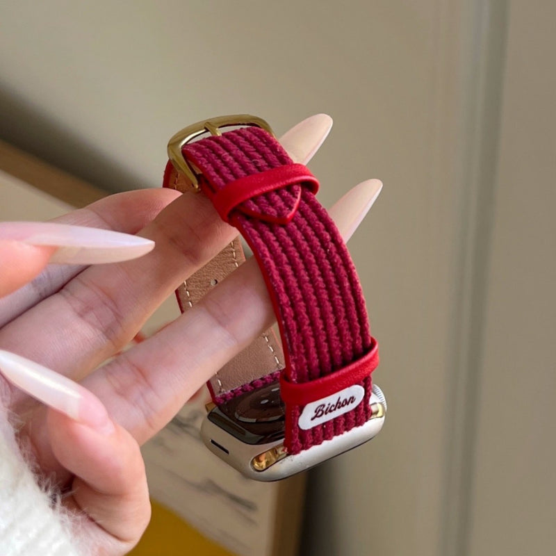 Load image into Gallery viewer, Apple Watch Series 1/2/3/4/5/6/SE/7/8/9/10/Ultra - Waffle Pattern Cartoon Animal Logo Leather Watch Band - i-Station Mobile Phone & Electronic Device Repair and Accessories