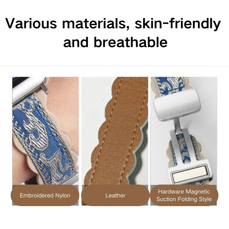 Load image into Gallery viewer, Apple Watch Series 1/2/3/4/5/6/SE/7/8/9/10/Ultra - Fashionable Embroidery Magnetic-Adsorption Watch Band - i-Station Mobile Phone & Electronic Device Repair and Accessories
