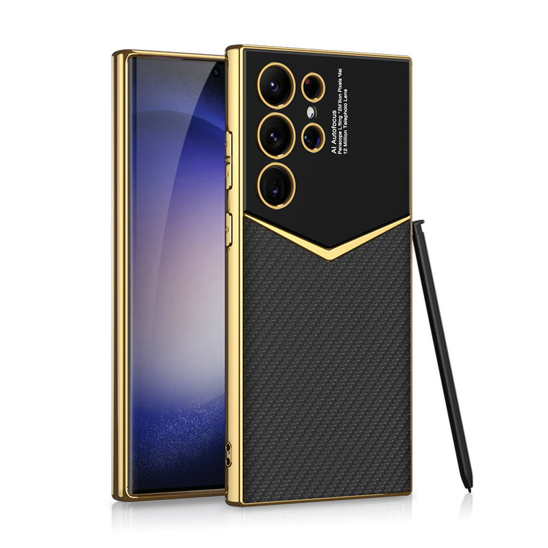 Load image into Gallery viewer, Samsung galaxy S23 Ultra 5G (SM-S918) - Electroplated Frame Shockproof Leather Essential Series Case - i-Station Mobile Phone & Electronic Device Repair and Accessories