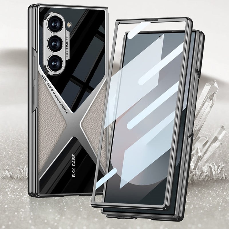 Load image into Gallery viewer, Samsung Galaxy Z Fold3 (SM-F926) - Electroplated Shell Film Integrated PU Leather Shockproof Case - i-Station Mobile Phone & Electronic Device Repair and Accessories