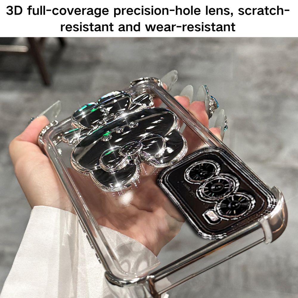 OPPO Reno 12 Pro 5G (CPH2629) - Rabbit Makeup Mirror Stand Series Case With Gradient Flash Card and Pearl Bracelet - i-Station Mobile Phone & Electronic Device Repair and Accessories