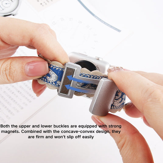 Apple Watch Series 1/2/3/4/5/6/SE/7/8/9/10/Ultra - Fashionable Embroidery Magnetic-Adsorption Watch Band - i-Station Mobile Phone & Electronic Device Repair and Accessories