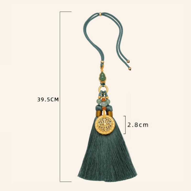 Load image into Gallery viewer, Safety Blessing Handmade Hollow Gold-Plated Box Jade Tassel Car Rearview Mirror Pendant Car Interior Decoration - i-Station Mobile Phone & Electronic Device Repair and Accessories
