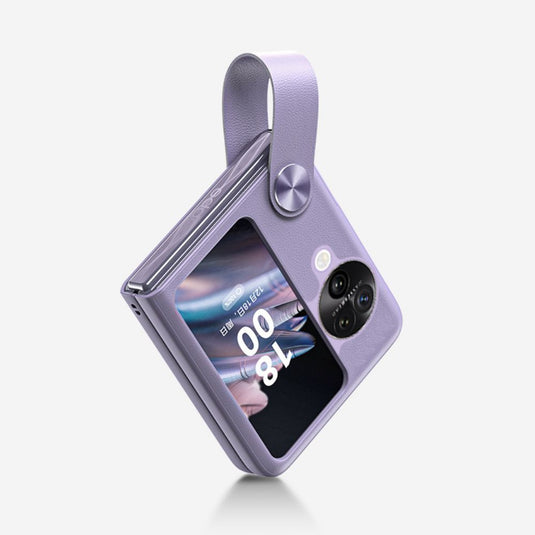 OPPO Find N3 Flip (PHT110)  - Fashion Matte Leather Texture Essentials Series Case With Wrist Strap - i-Station Mobile Phone & Electronic Device Repair and Accessories