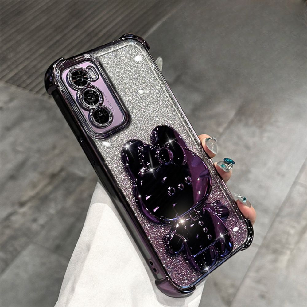 OPPO Reno 12 Pro 5G (CPH2629) - Rabbit Makeup Mirror Stand Series Case With Gradient Flash Card and Pearl Bracelet - i-Station Mobile Phone & Electronic Device Repair and Accessories
