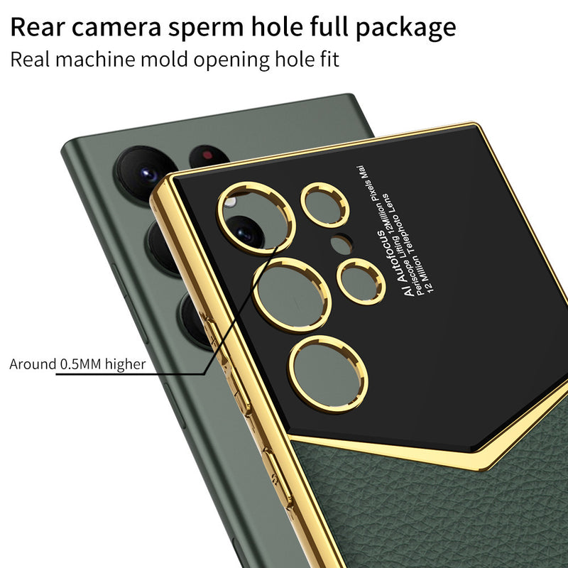 Load image into Gallery viewer, Samsung galaxy S23 Ultra 5G (SM-S918) - Electroplated Frame Shockproof Leather Essential Series Case - i-Station Mobile Phone & Electronic Device Repair and Accessories