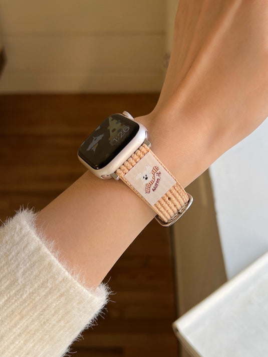 Apple Watch Series 1/2/3/4/5/6/SE/7/8/9/10/Ultra - Waffle Pattern Cartoon Animal Logo Leather Watch Band - i-Station Mobile Phone & Electronic Device Repair and Accessories