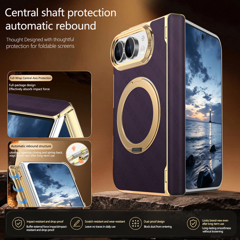 Load image into Gallery viewer, Apple iPhone Duo - PU Leather Magnetic Rotating Stand with Hinge Protection Back Cover