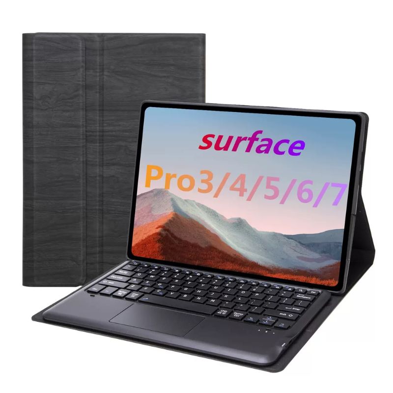 Load image into Gallery viewer, Microsoft Surface Pro 3/4/5/6/7 - Wood Grain Full Covered Flip Case With Wireless Bluetooth Touch Keyboard - i-Station Mobile Phone & Electronic Device Repair and Accessories
